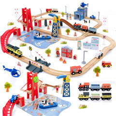 Giant bean Busy Port City lift bridge scene for imaginative play.