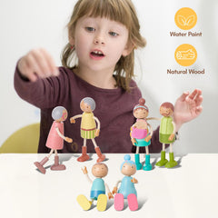 Giant bean colorful wooden dolls ideal for dollhouses and role play.