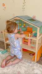 Giant bean dollhouse bedroom-2 features stylish storage for tidy play scenes