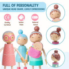 Giant bean dollhouse characters featuring parents and children for mini scenes.