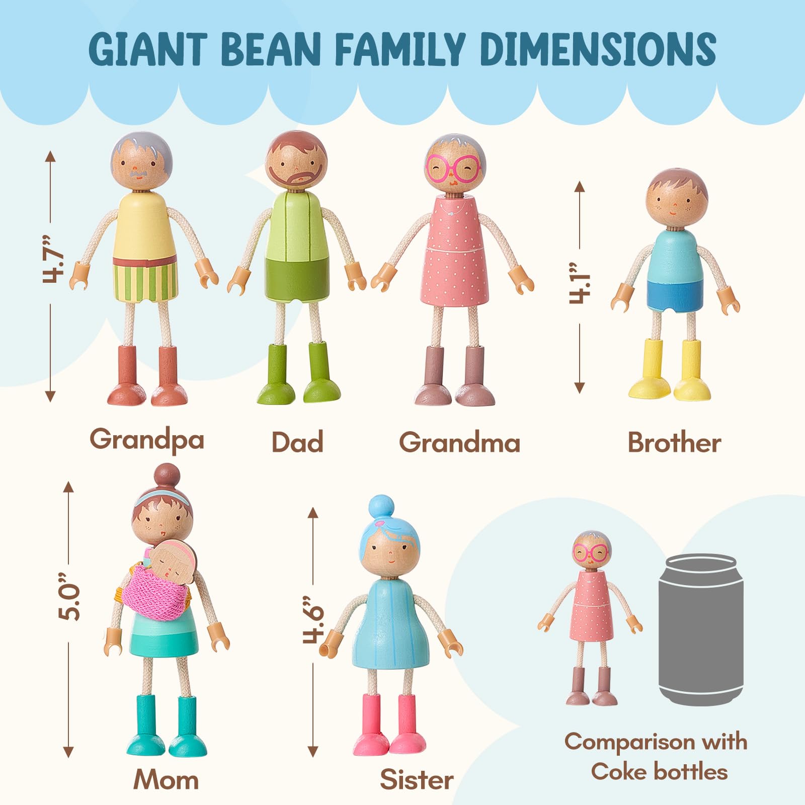Giant bean dressable dolls to spark creativity during imaginative scenarios.