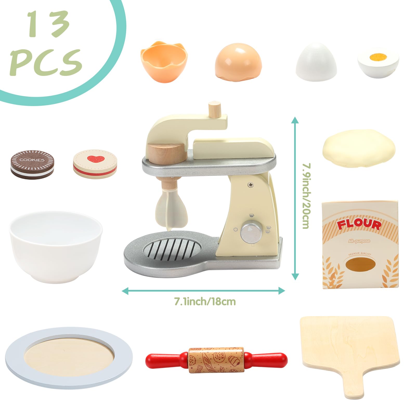 Giant Bean kneading board and rolling pin support fine motor play.