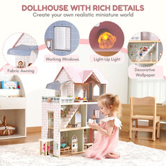 Giant bean pink dollhouse dining area scene for storytelling