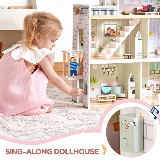 Giant bean pink dollhouse interior living area for imaginative play