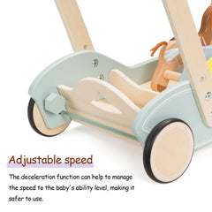 Giant bean Wooden walker wheels with rubber grip protect floors during push and pull sessions.