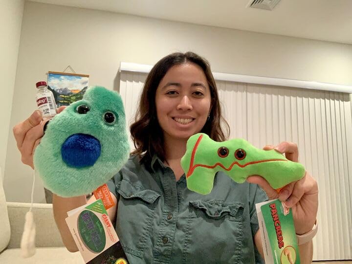 GIANT MICROBES Pancreas Plush as an emotional support companion for learners and patients.