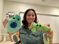 GIANT MICROBES Pancreas Plush as an emotional support companion for learners and patients.