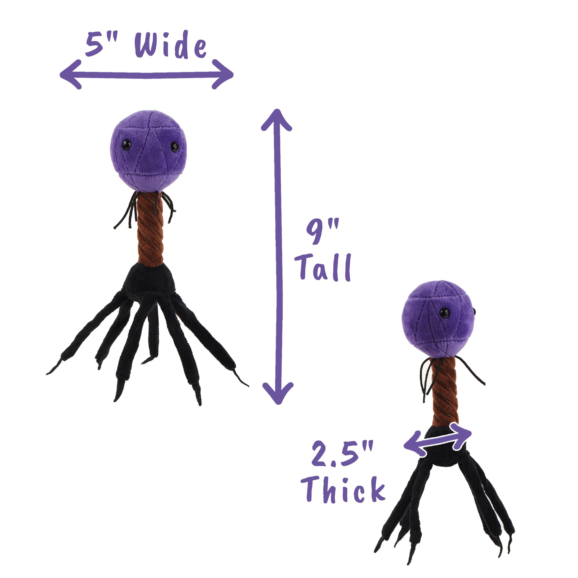 GIANT MICROBES T4-Bacteriophage plush size 9in fits on desks and shelves.