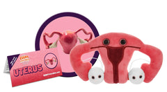 GIANT MICROBES uterus plush with magnetized ovaries for interactive learning.