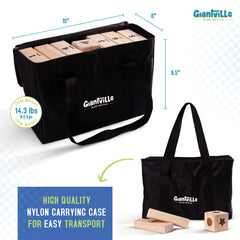 Giantville carry bag keeps blocks organized and portable.