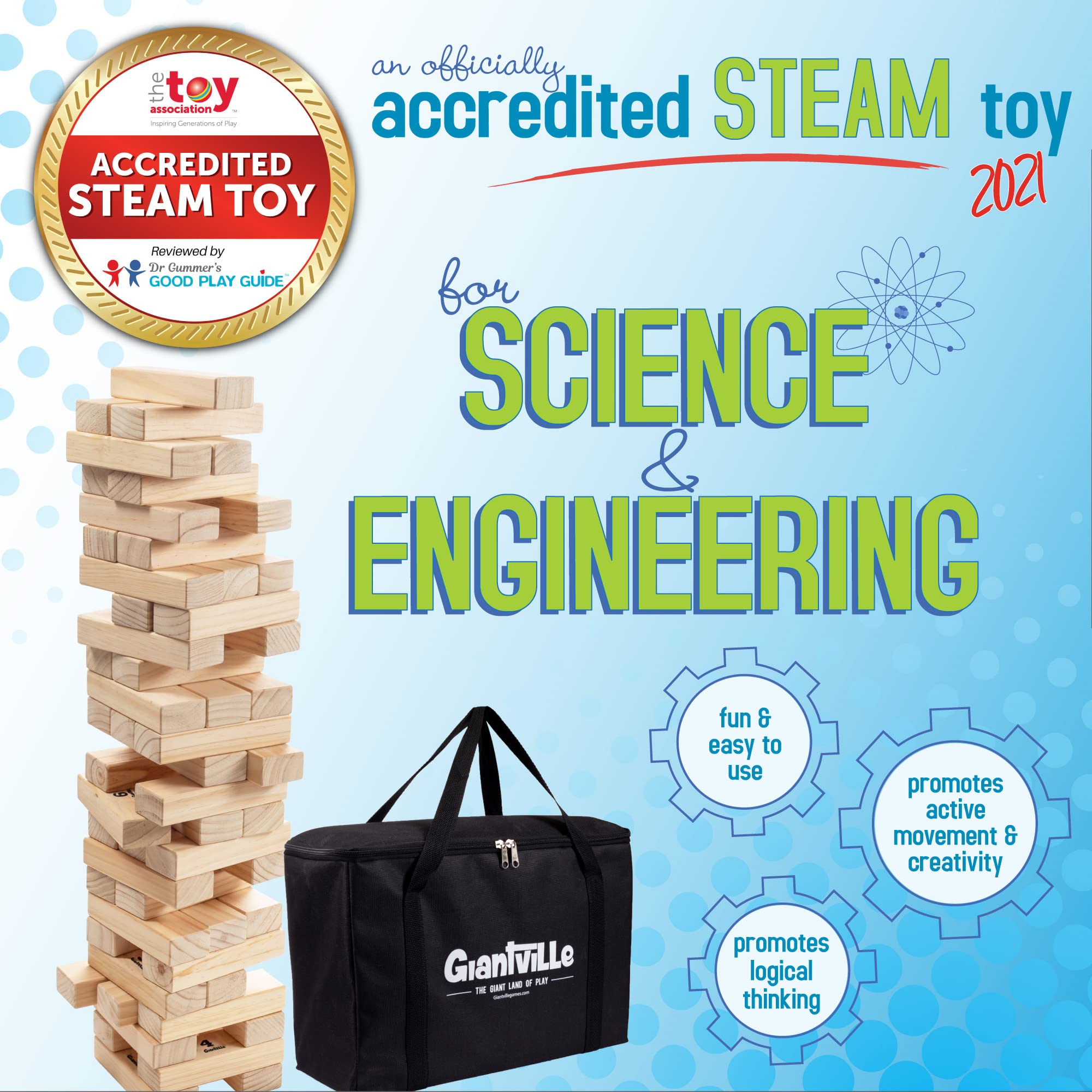 Giantville Giant Tumbling Timber 56-piece set enables expansive stacking possibilities
