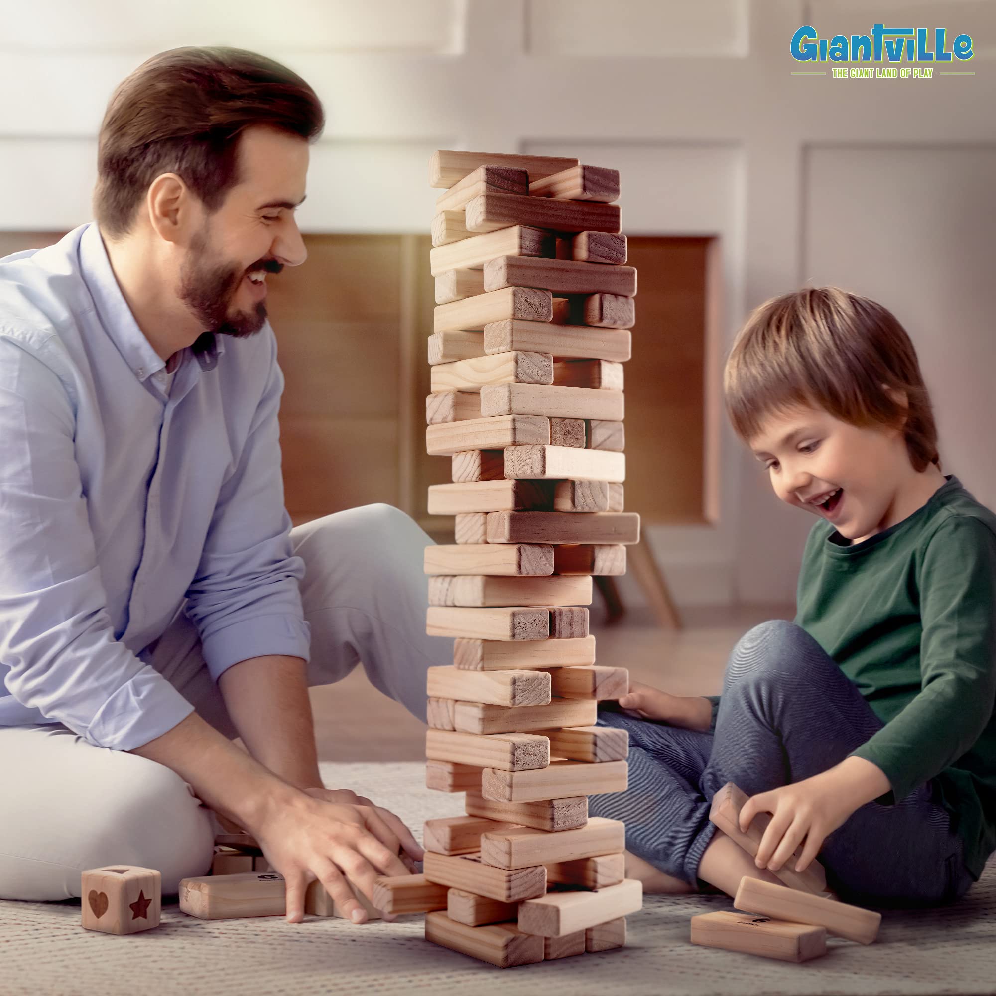 Giantville tower grows to nearly four feet tall during play.