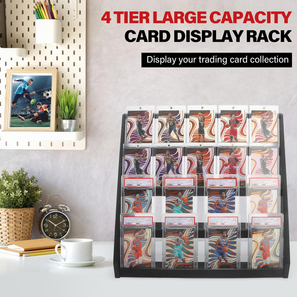 GIASSVIO wood card display side view highlights rustic black finish.