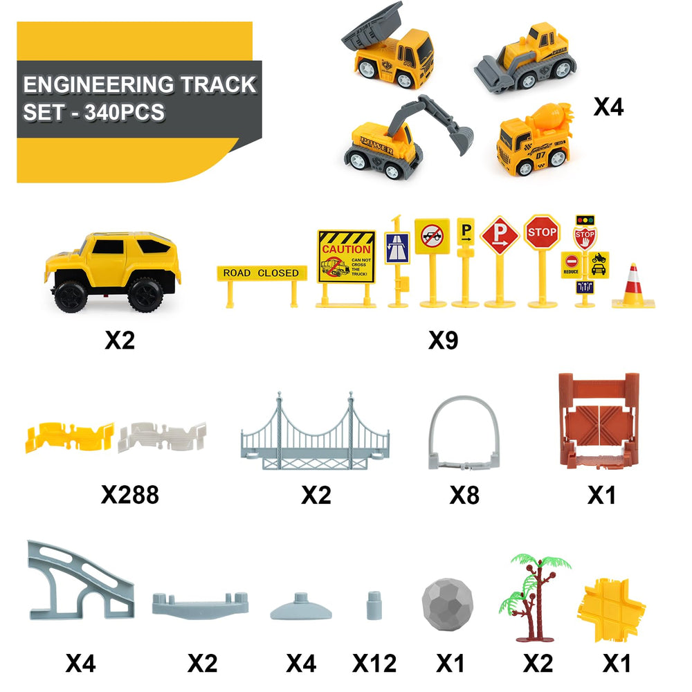 GIAT construction set includes bridges and signs to inspire realistic race-and-build scenarios.