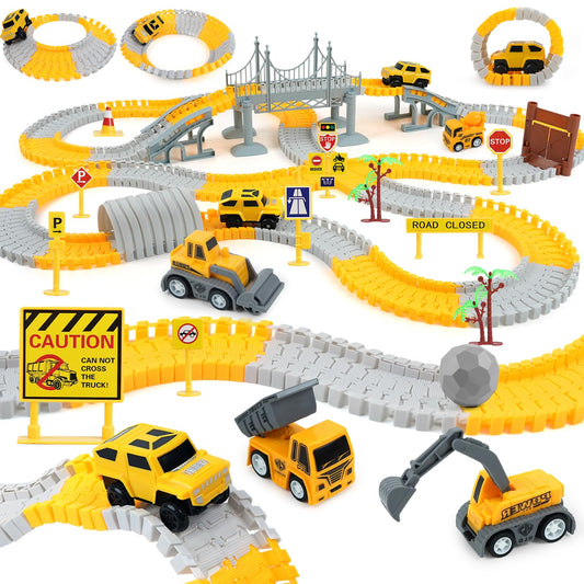 GIAT Construction Race Tracks with flexible tracks for creative building play.