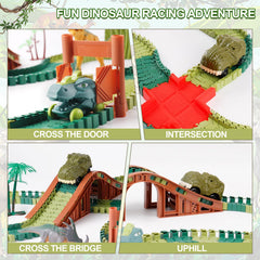 GIAT dinosaur track set assembly shows easy snap-together design