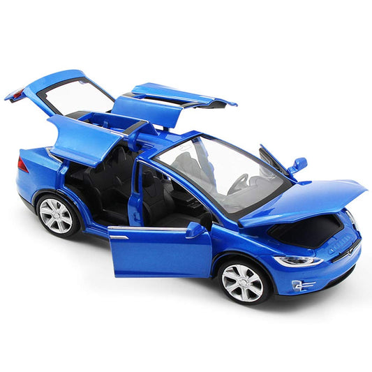 Gidoyi Toy Car Model X blue rear view shows a durable metal body
