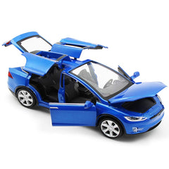 Gidoyi Toy Car Model X blue rear view shows a durable metal body