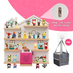 Gieanoo Tonie shelf displaying figures neatly with charging access.