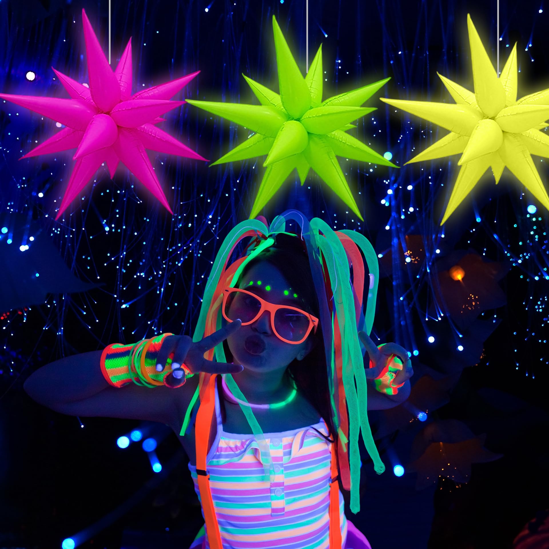 Gifloon wedding and birthday decor ideas with neon stars