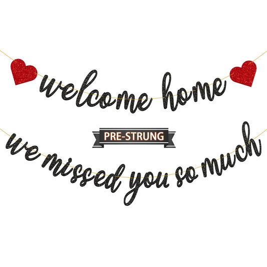 Gifloon welcome home banner in black adds a warm homecoming vibe