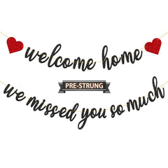 Gifloon welcome home banner in black adds a warm homecoming vibe