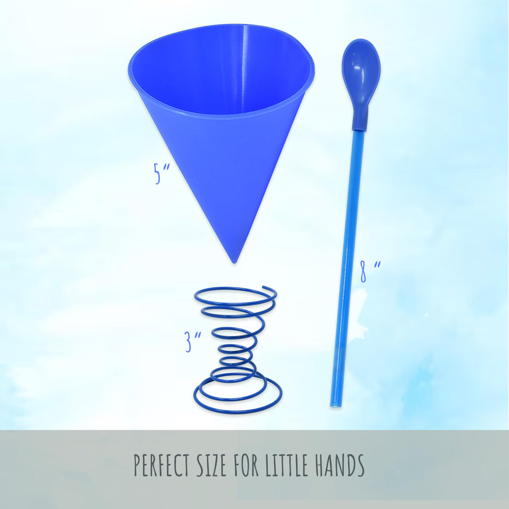 Gift Boutique metal holders, snow cone stands for stability during serving.