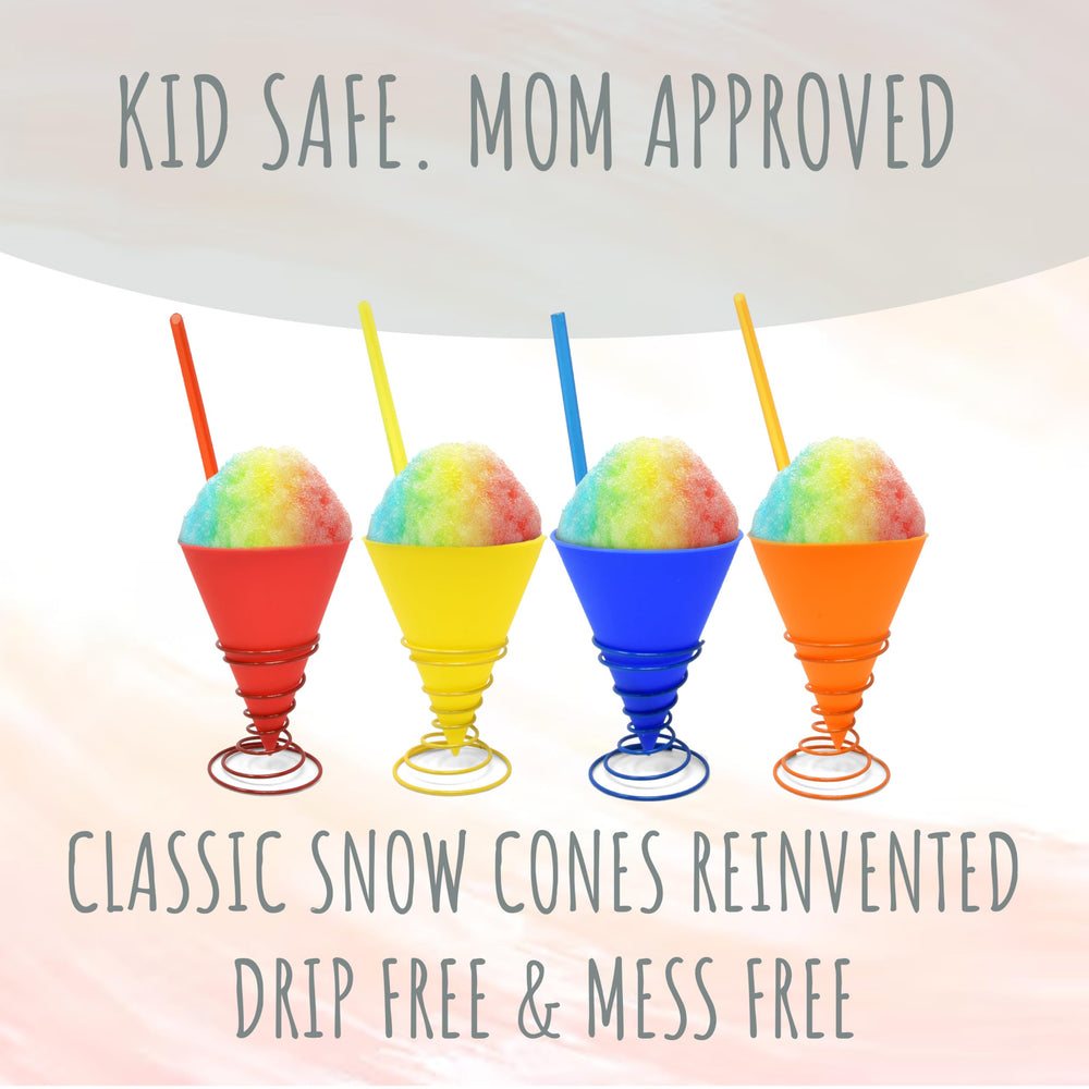 Gift Boutique orange silicone snow cone cups, 7oz, leakproof for outdoor gatherings.