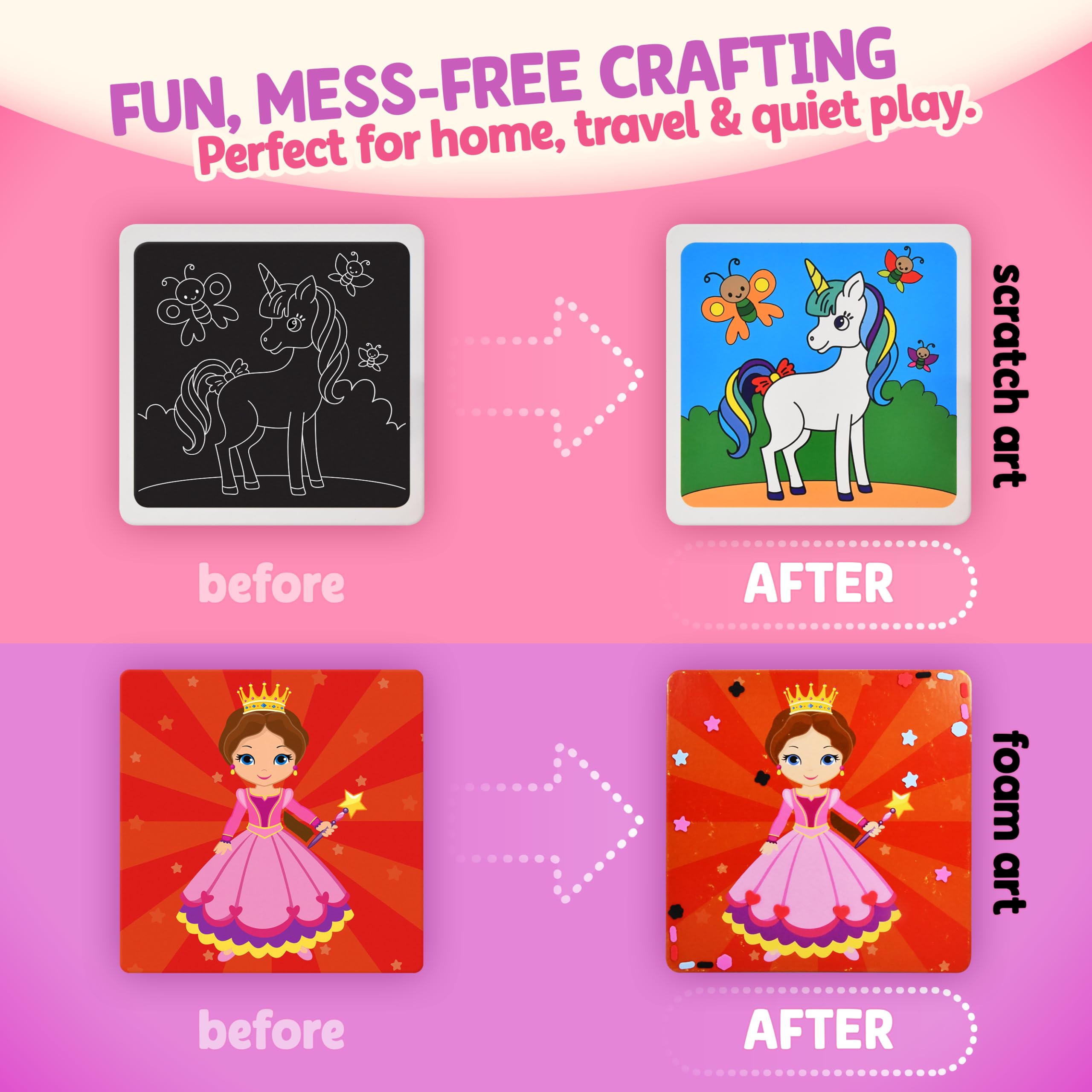 Gift Boutique Unicorn Princess Craft Kit foil art board shines with reflective details.