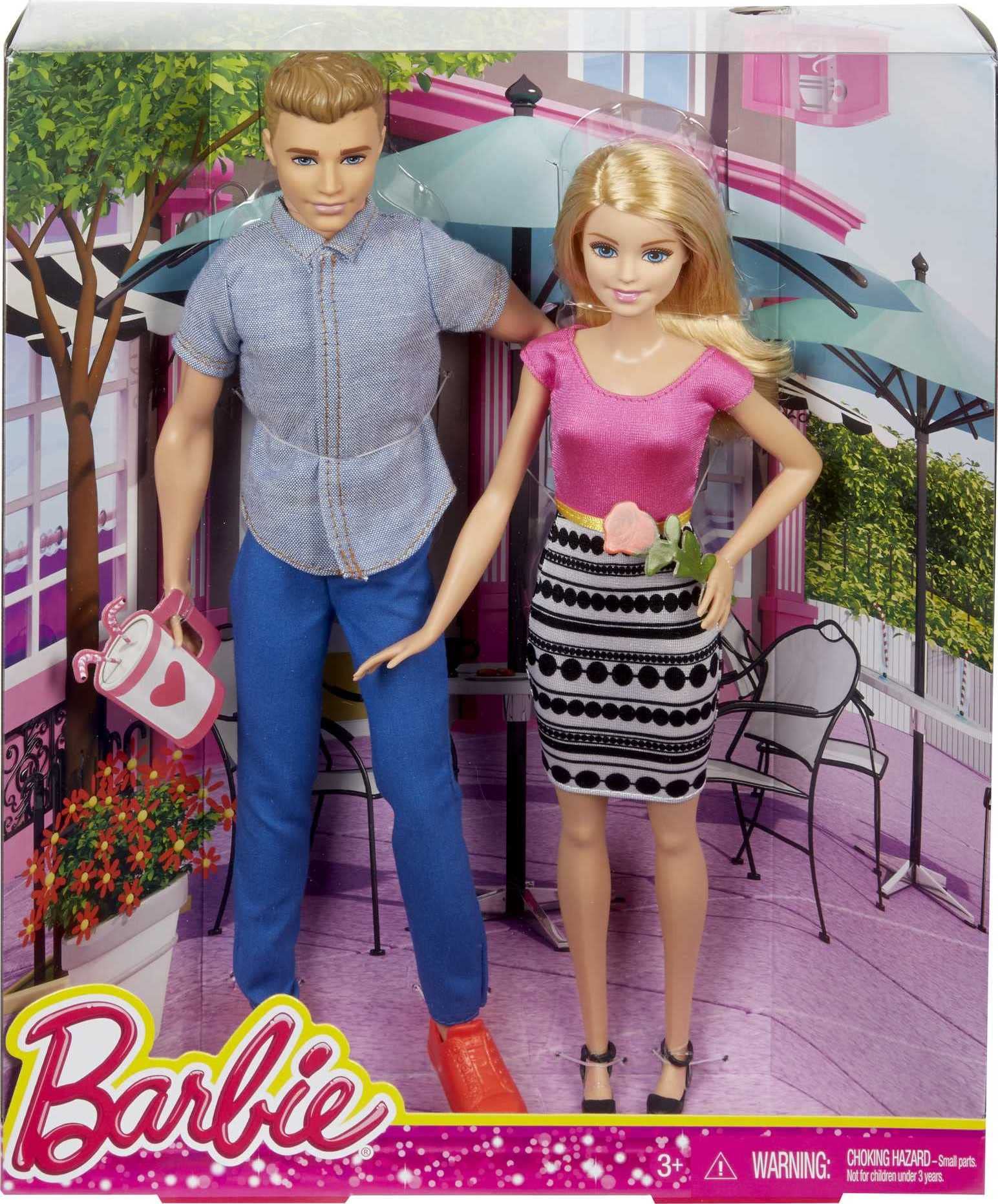 Gift-set of Barbie and Ken dolls enhances collection and gift-giving possibilities.