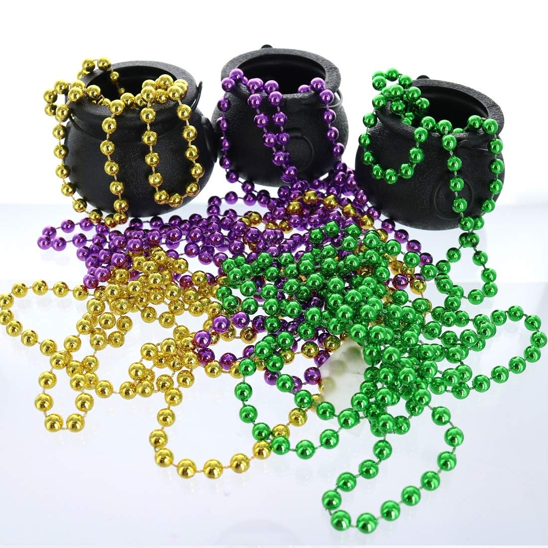 GiftExpress 33-inch Mardi Gras beads 7mm close-up detail
