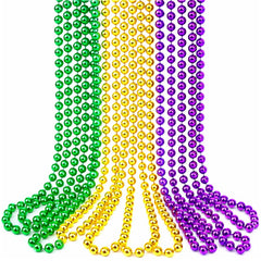 GiftExpress 33-inch Mardi Gras gold beads close-up for festive look