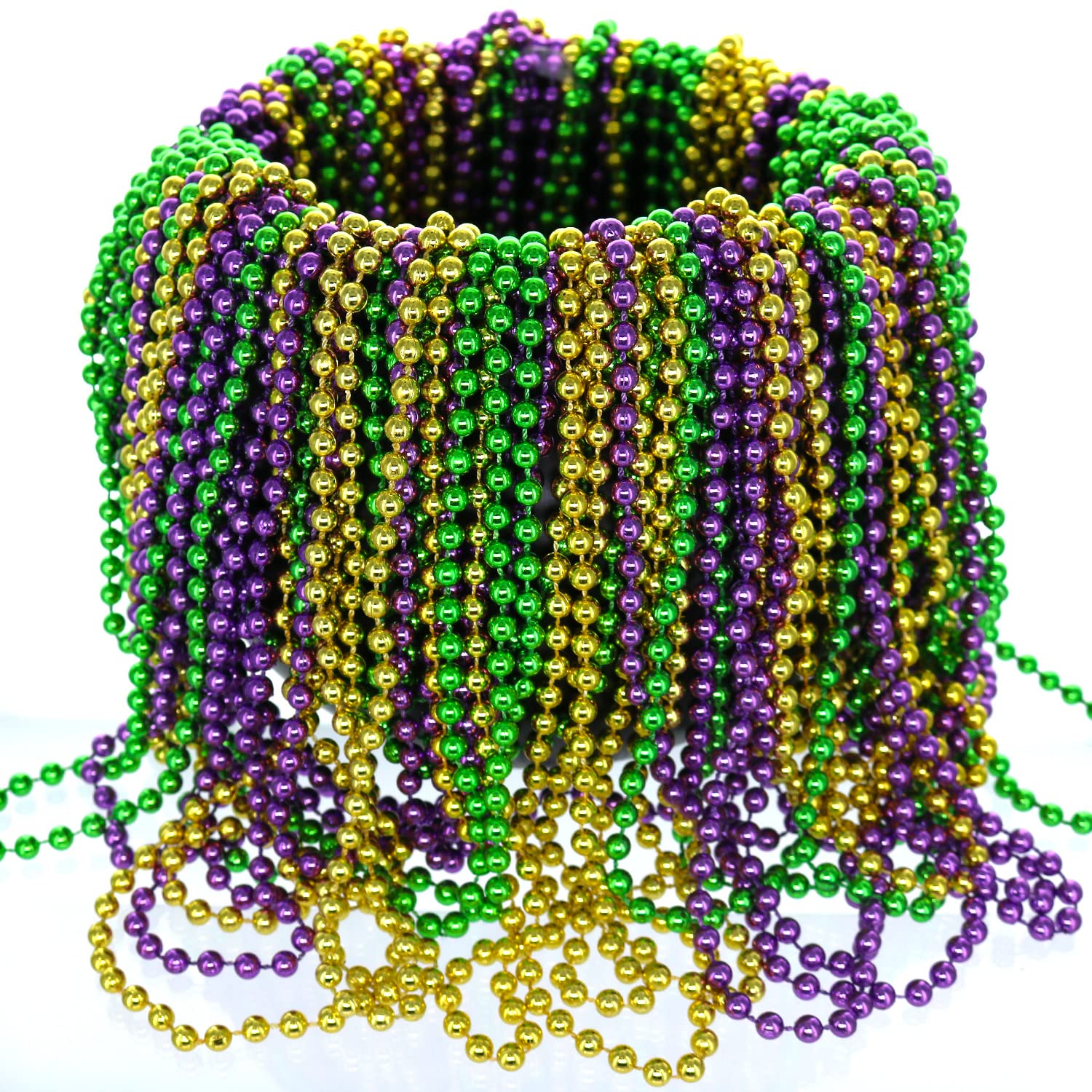 GiftExpress purple Mardi Gras beads, 33 inches, perfect for parade throws.