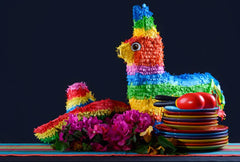 GiftExpress Rainbow Donkey Piñata closeup tissue paper texture for vibrant decor