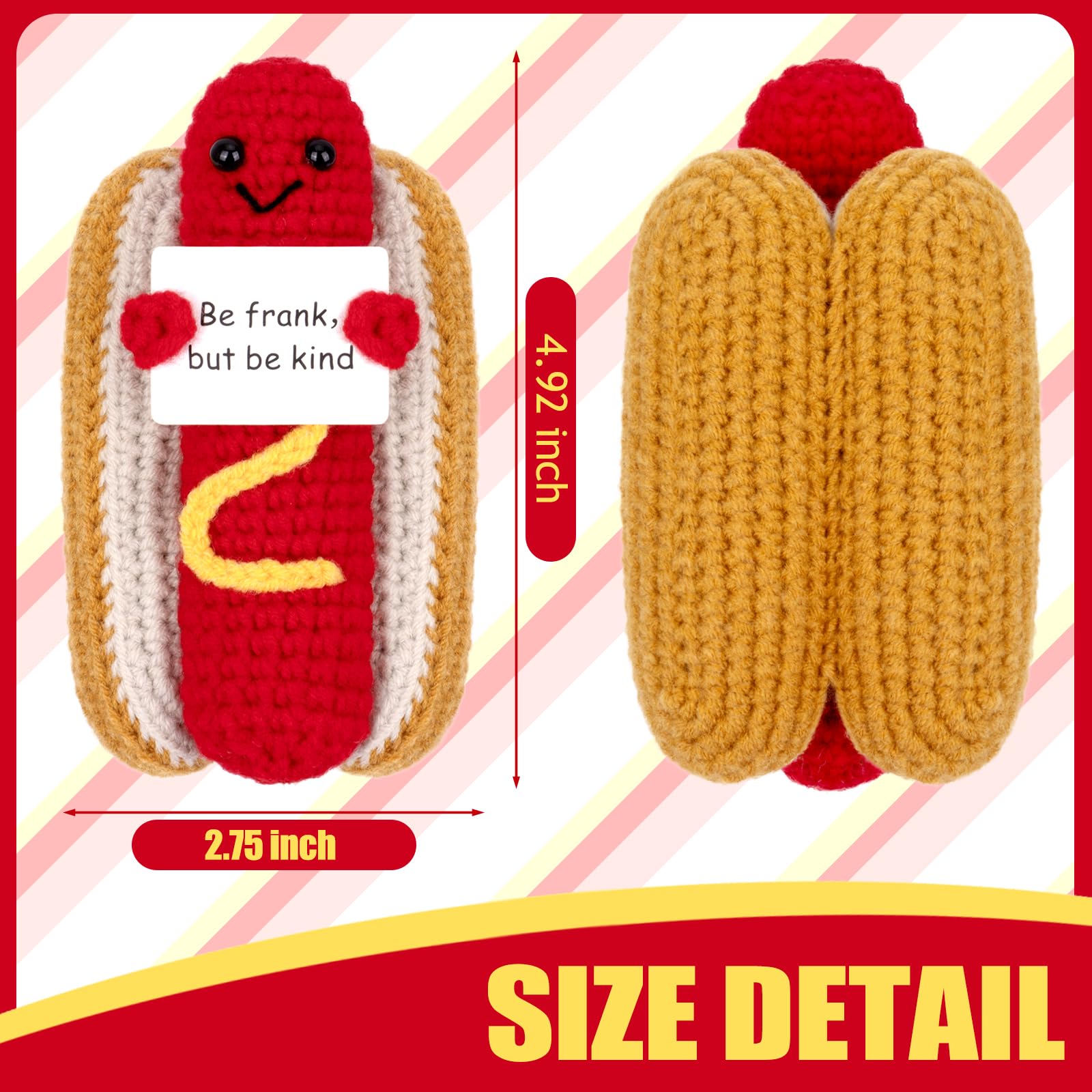 GIFTIARA emotional support hot dog crochet with cheerful card