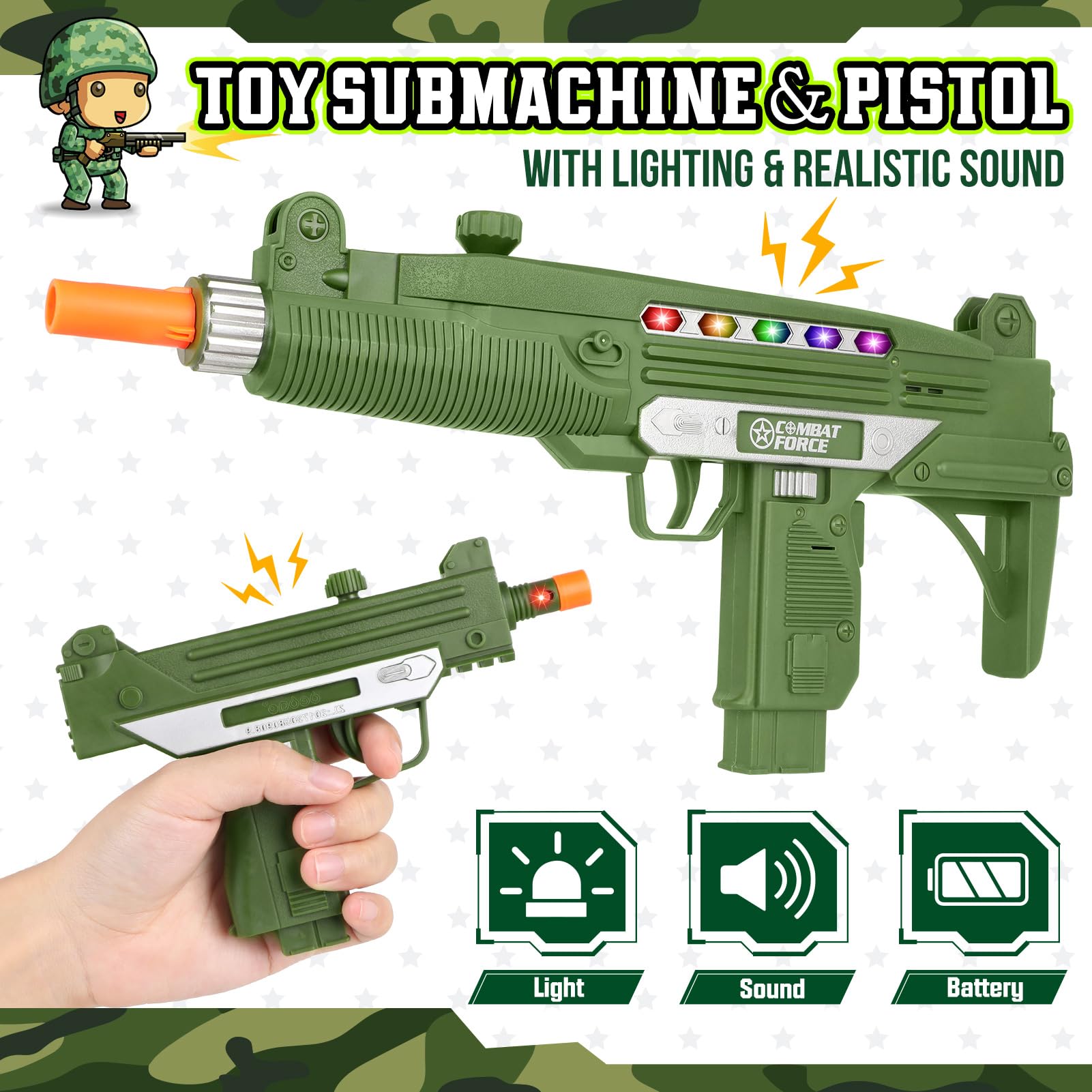 GIFTINBOX army accessories kit adds realistic play with safe props.