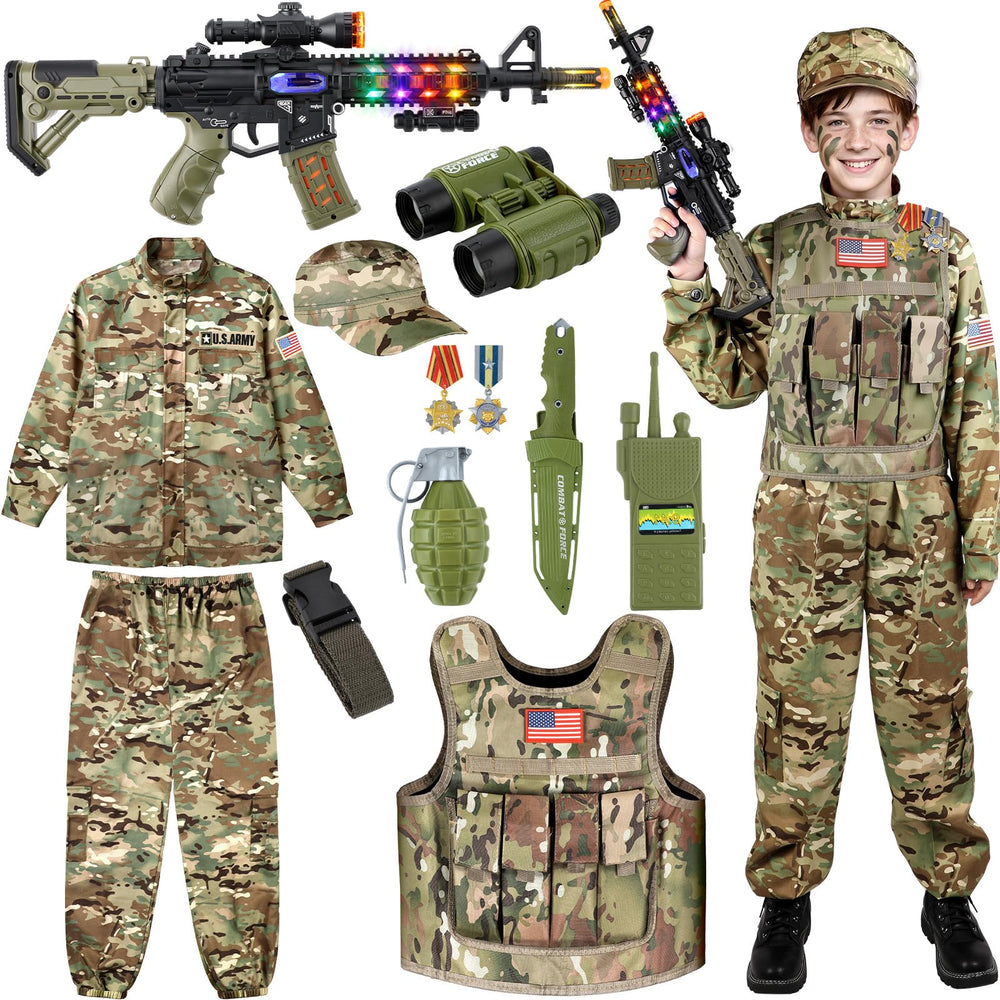 Giftinbox army costume camouflage jacket and pants offer durable comfort for kids.