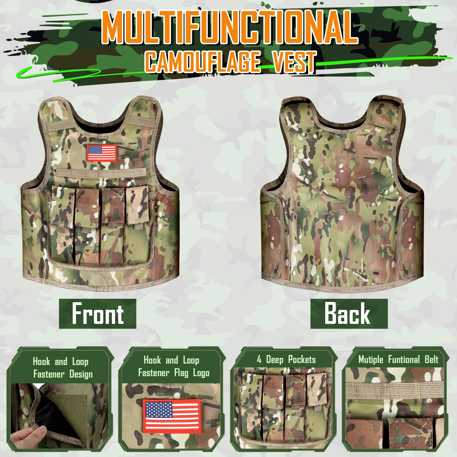 Giftinbox army costume hat completes an authentic hero look for pretend play.