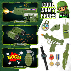 GIFTINBOX army hat completes the look with lightweight, adjustable fit.