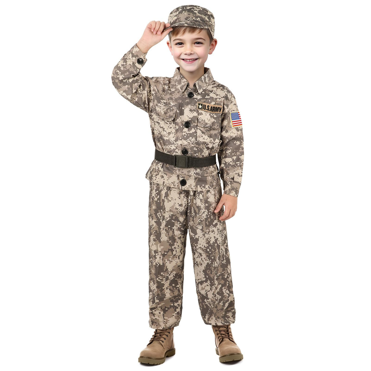GIFTINBOX Army Costume jacket with desert camouflage for immersive pretend play.
