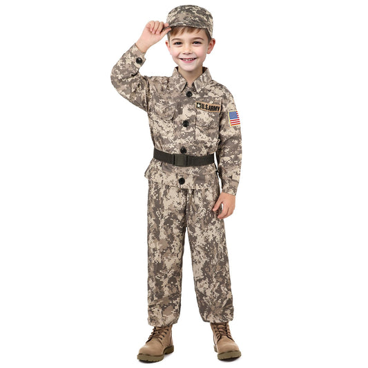 GIFTINBOX Army Costume jacket with desert camouflage for immersive pretend play.