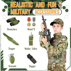 Giftinbox army costume toy grenades and daggers enhance immersive games.