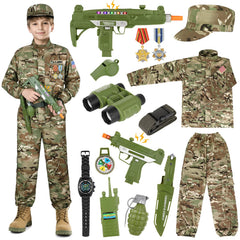 GIFTINBOX army jacket camouflage with zipper collar offers wind protection for outdoor play.