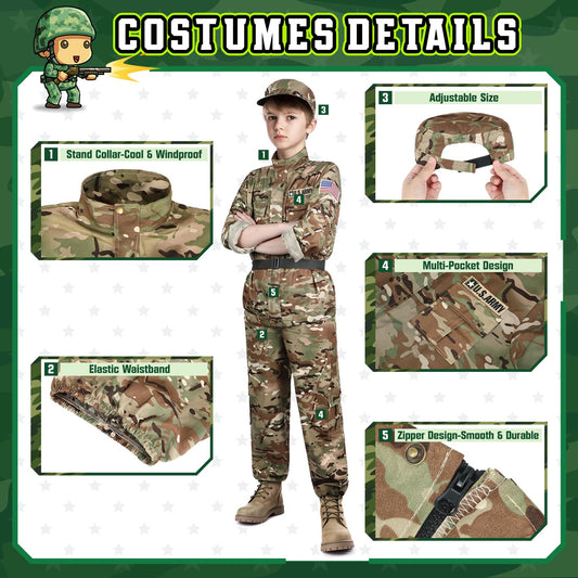 GIFTINBOX army uniform with multi-pocket design keeps accessories handy.