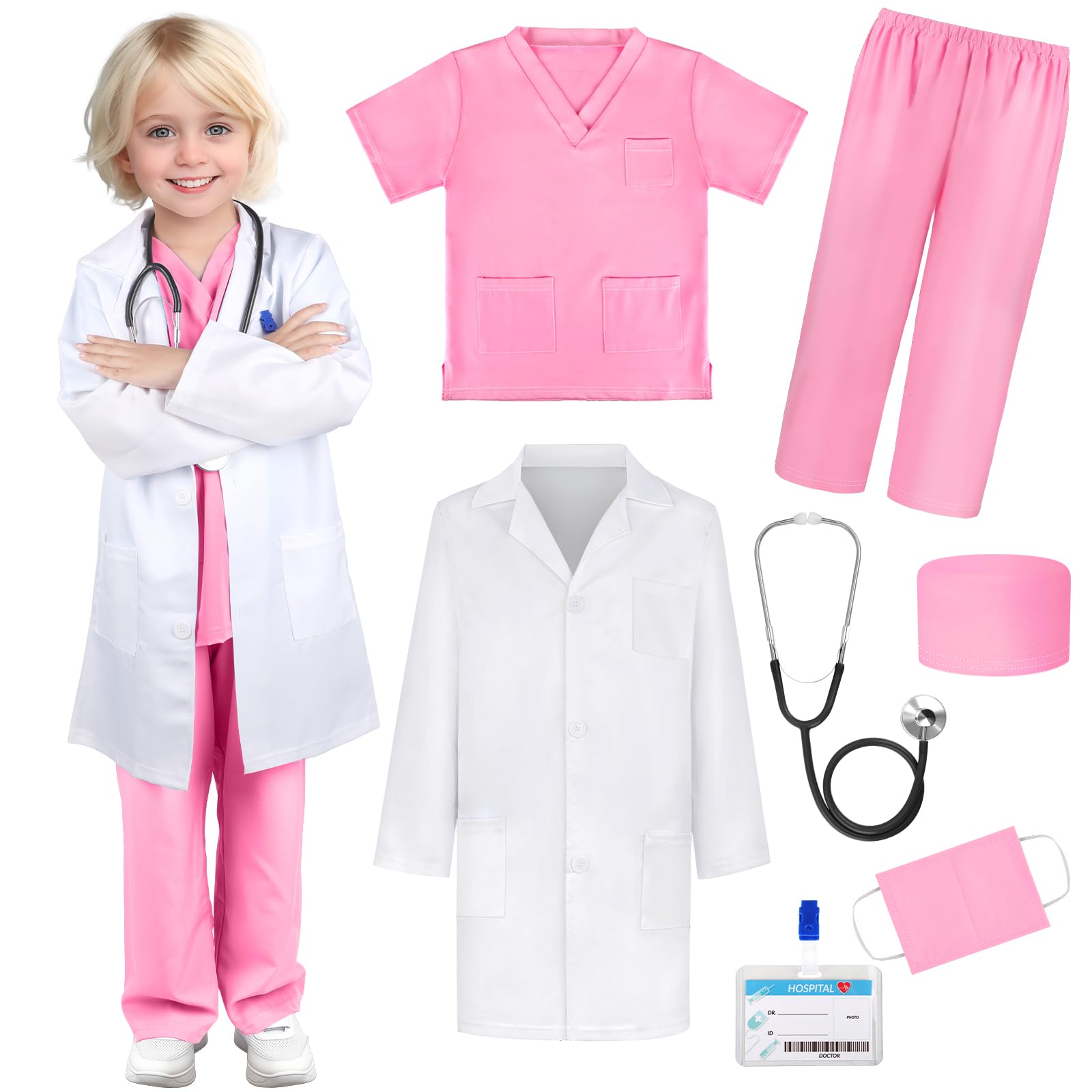 Giftinbox doctor costume for kids with stethoscope—imagined heartbeat play.