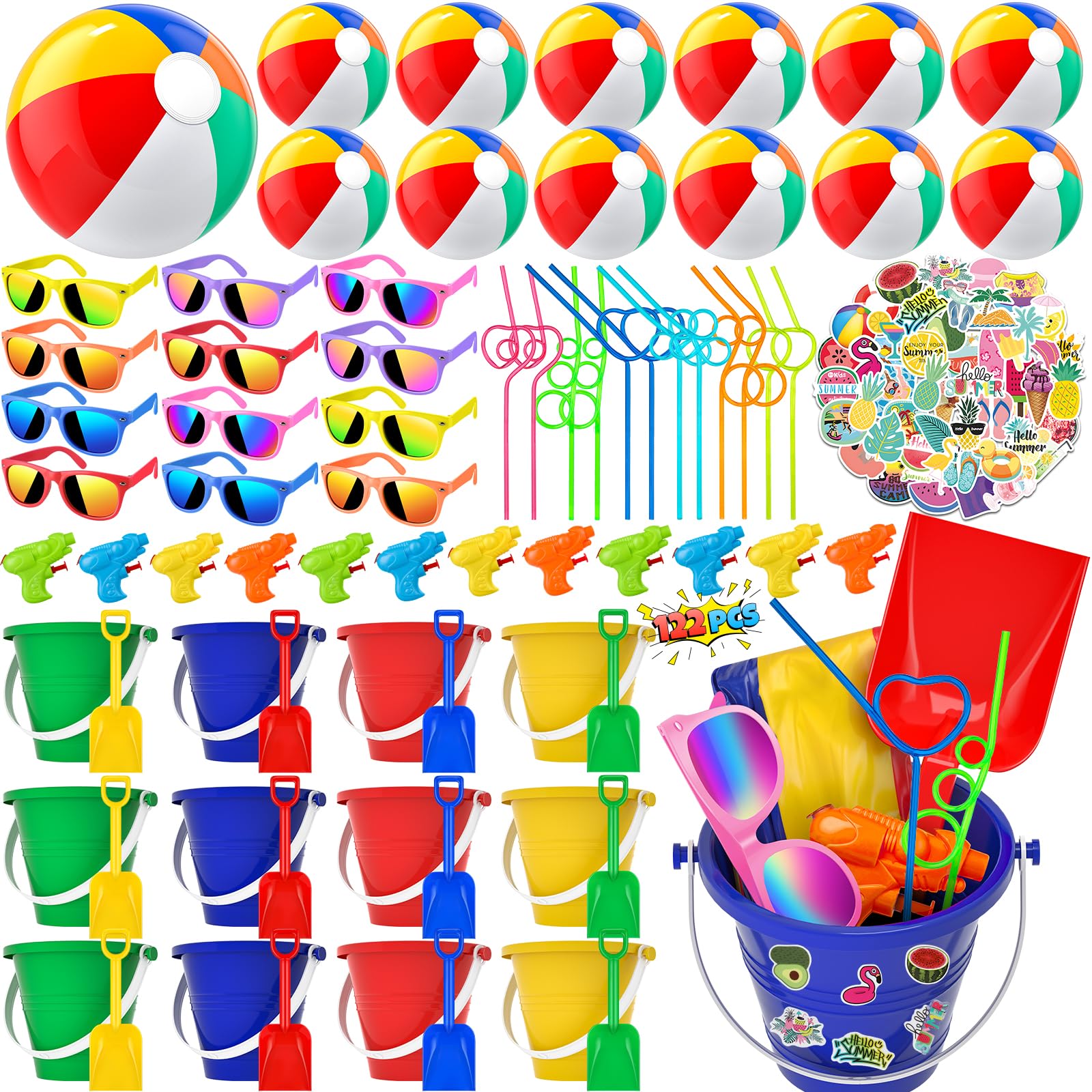Giftinbox inflatable 12-inch beach balls for pool games and party decor