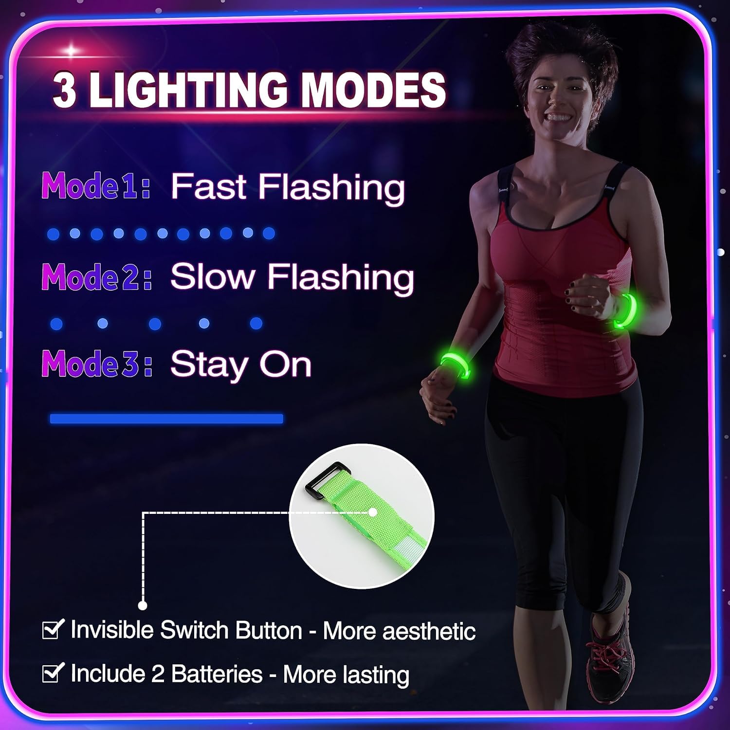 Giftinbox adults wearing glowing LED bracelets at night