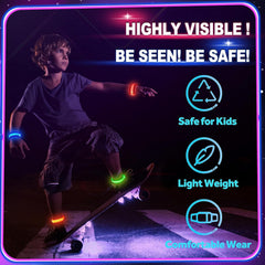 Giftinbox kids wearing LED bracelets on wrists for visibility