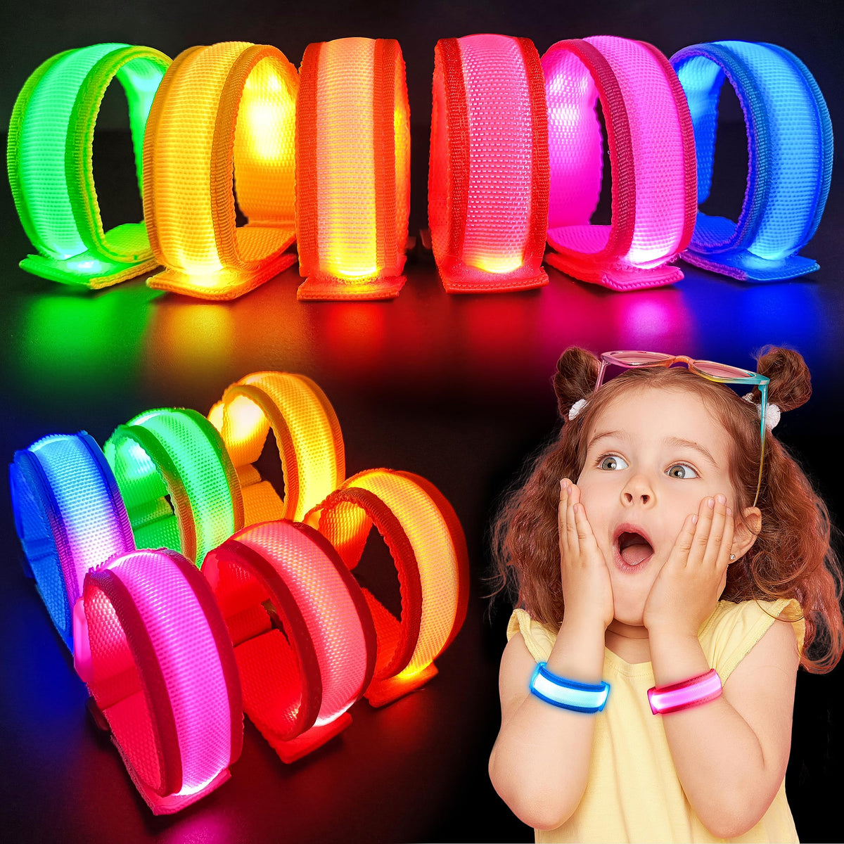 GIFTINBOX LED bracelets in multi-color glow for vibrant night events