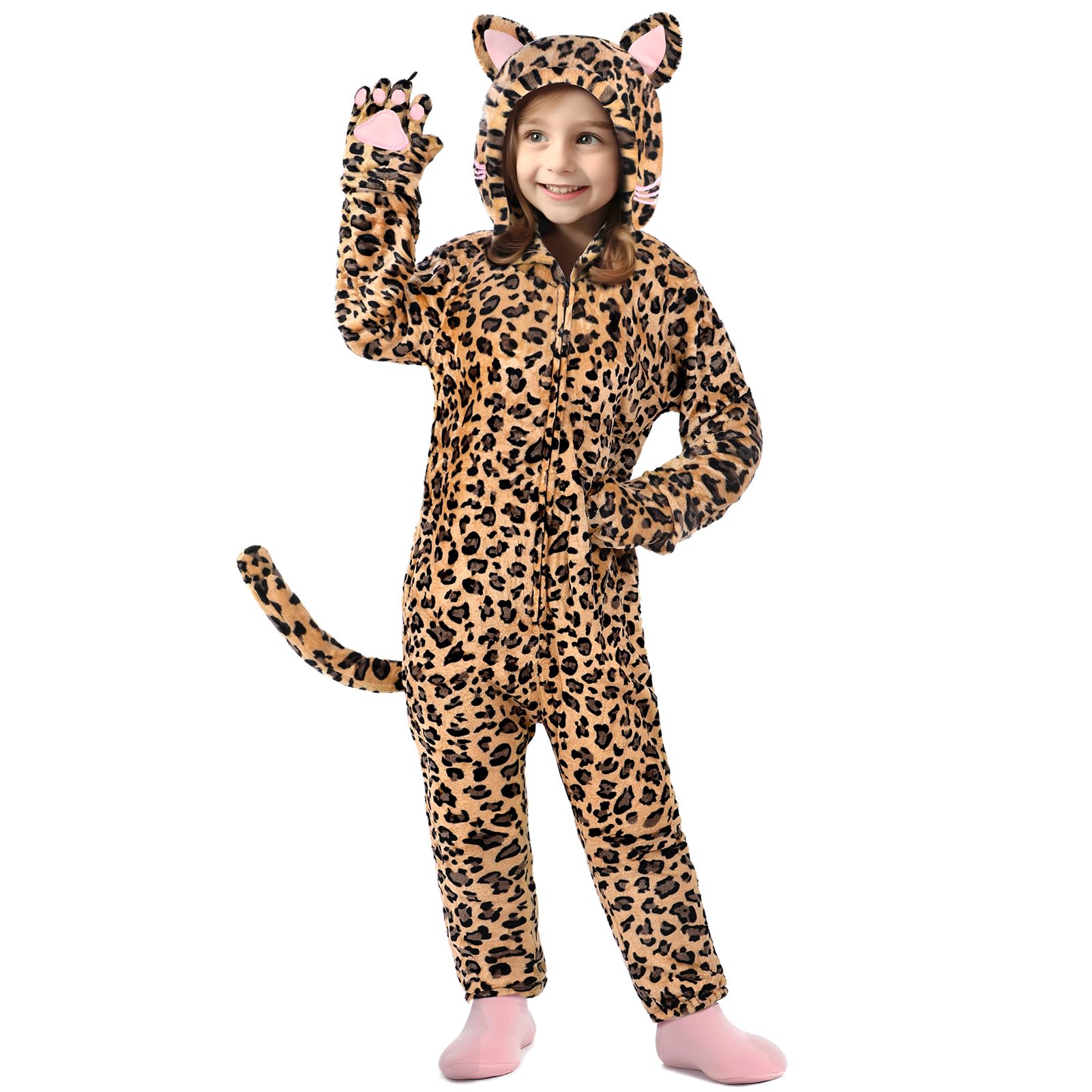 Giftinbox leopard costume for kids with a cozy hooded onesie.